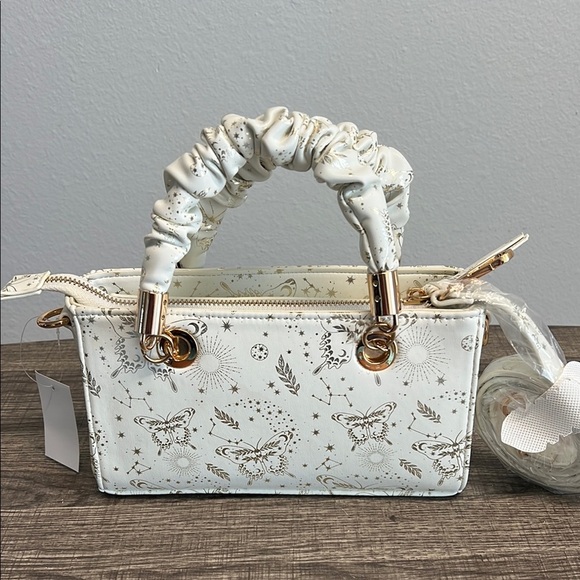 Aldo Gorgeous White & Gold Shimmery Mini Bag with Charm and Crossbody Strap✨ - Picture 7 of 14